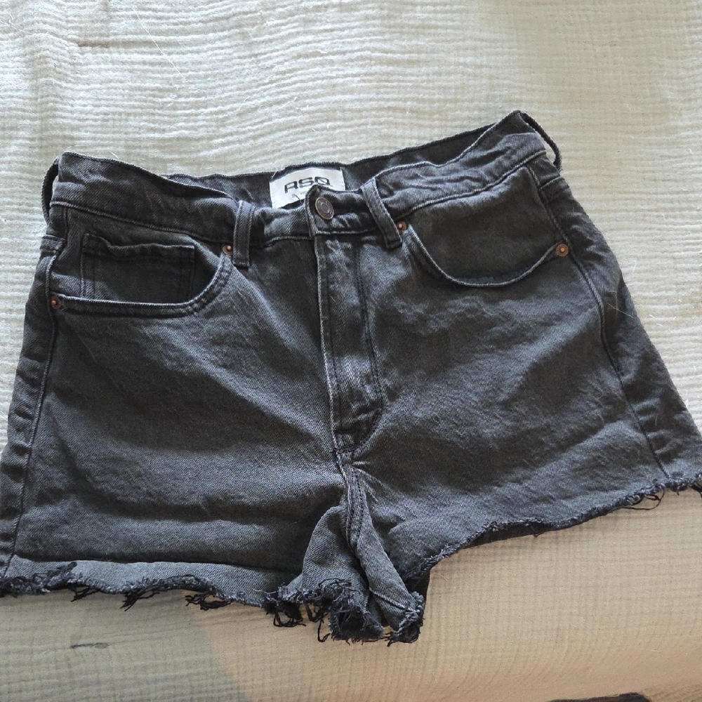 RSQ Women's High Rise Faded Black Jean Shorts